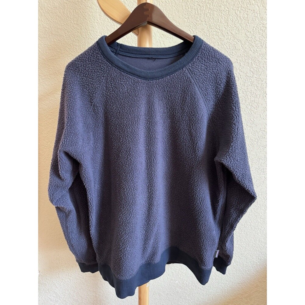 Vtg Patagonia Men's Fleece Pullover Sweatshirt Navy Blue Gorpcore Hiking Camping